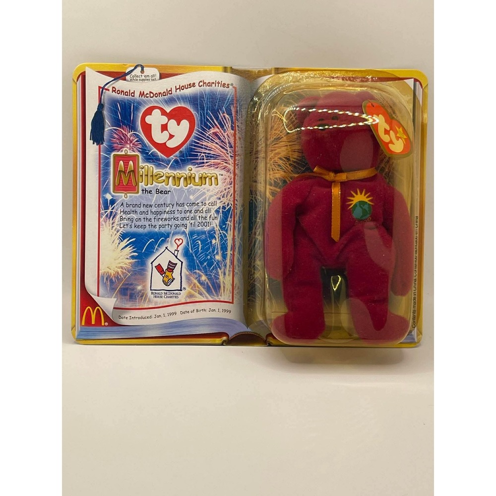 Ty Teenie Beanie Babies 2000 Millennium‎ the Bear McDonald's RMHC Magenta NEW